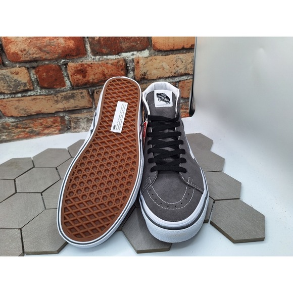 Vans Sk8 Hi Bolt Sneakers Men Sz 9.5 Gray Pewter Black Lightning Suede Canvas - Picture 4 of 9